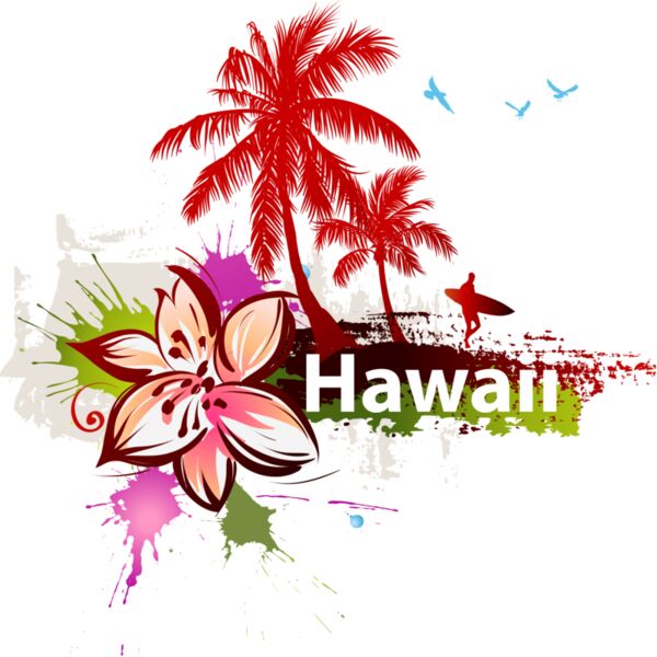 Hawaii Palms & Surfer Thumbnail