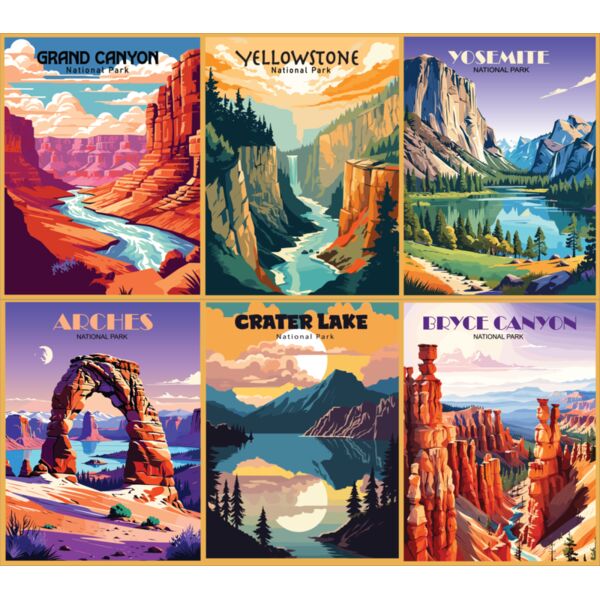 Six Popular National Parks Landscape Thumbnail
