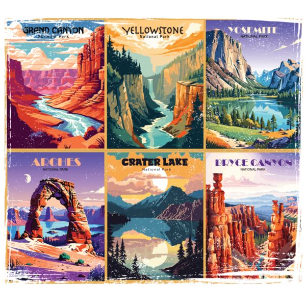 6 Popular National Parks Distressed Thumbnail